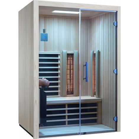 Infraworld Infrarotkabine TrioSol Design 145 VG Tanne 145x112x201cm mit 2 ABC-Strahler Salzverdampfe (1/5)