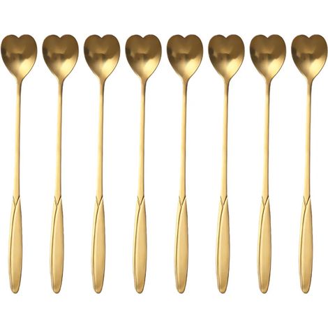 8-teiliges blumenförmiges Dessertlöffel-Kaffeelöffel-Set aus Edelstahl, kreatives herzförmiges Löffel-Set (1/5)