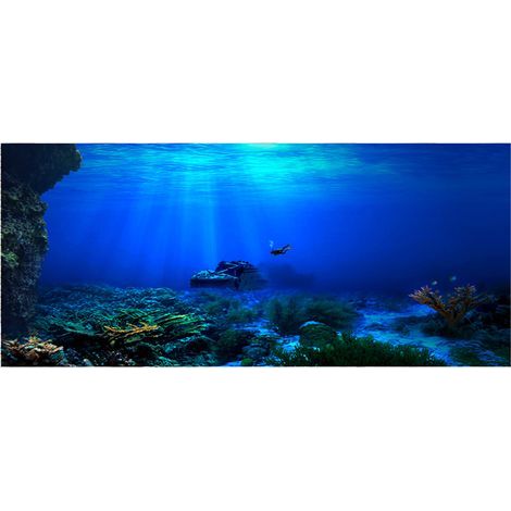 Seaworld-Klebehintergrundposter zur Aquariumdekoration, 122 x 50 cm (1/5)