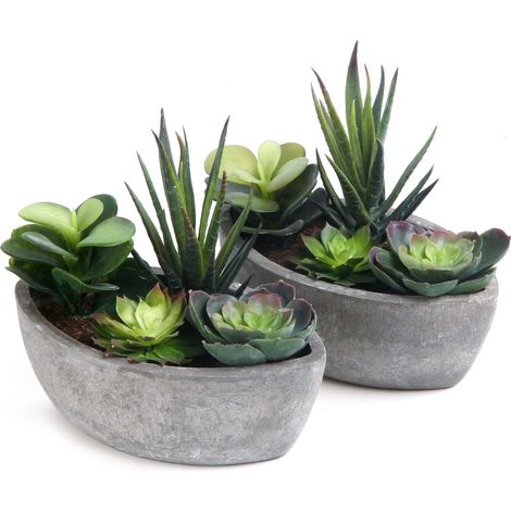 Petites Plantes Artificielles d’Intérieur Vertes en Pot Lot de 2 (1/5)