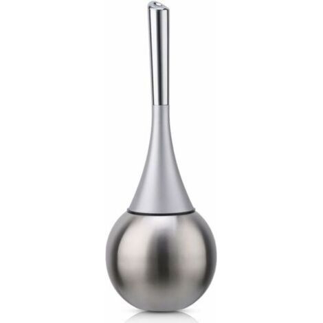 Porte-brosse WC autoportant en acier inoxydable finition brossée polie ensemble WC salles de bains (brosse incluse)-argent (1/3)
