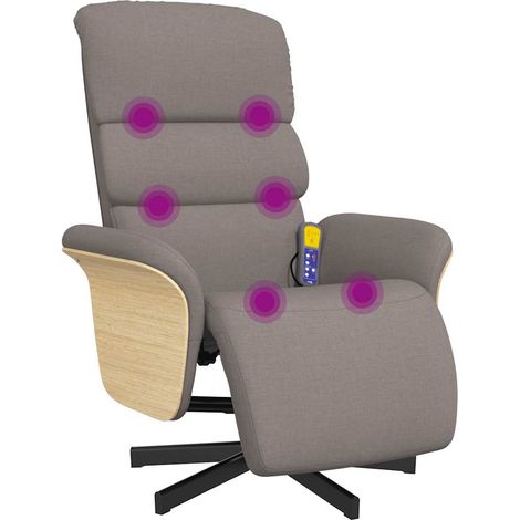 Fauteuil relax Fauteuil inclinable de massage avec repose-pieds taupe tissu (1/5)