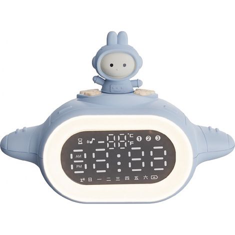 La veilleuse et le réveil de 0,7 watt, dotés d'un bouton bleu, offrent un réglage progressif de la luminosité, créant un (1/2)