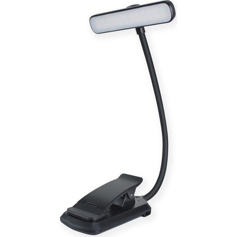 Lampe de Lecture 24 LED 360° Cou Flexible Liseuse Clip Rechargeable Noir (1/5)