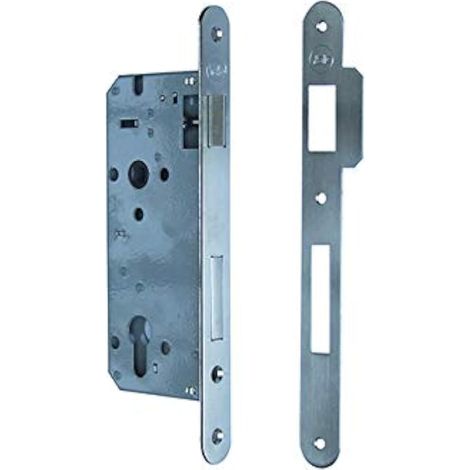 Serrure de porte en bois, nickel satiné, bords arrondis, entrée 35 mm (1/3)