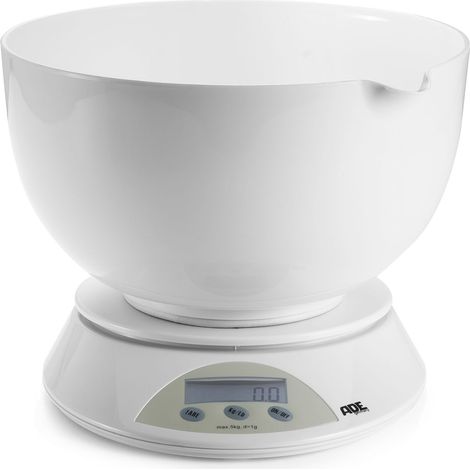 Balanza de cocina ADE Angelina con bol, hasta 5 kg, 3 l, diámetro 22 x 12 cm, blanca