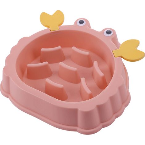 Bol pour animaux de compagnie bol de nourriture lente mangeoire anti-touffement bol de nourriture lente crabe bol de chien pratique(rose) (1/5)