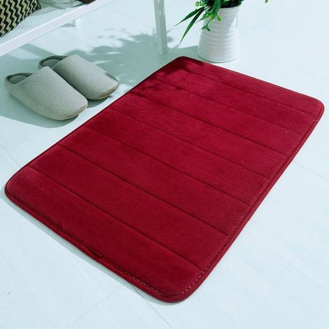 Tapis de bain rouge doux et moelleux, 43 x 61 cm, en mousse à mémoire de forme absorbante (1/5)