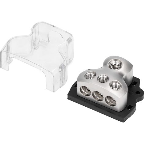 Bloc de distribution d'alimentation à 3 voies avec porte-fusible audio et bloc de connexion pour voitures, base noire (1/5)