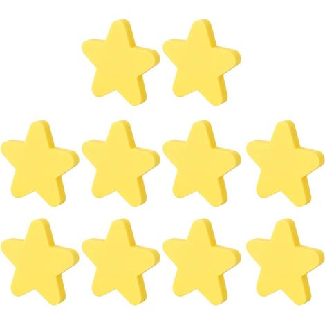 JSSEVN - Set of 10 Children's Furniture Knobs, Cute Star-Shaped Door Knobs, Furniture Handles for Drawers, Wardrobes and Cupboards (Yellow) (1/5)