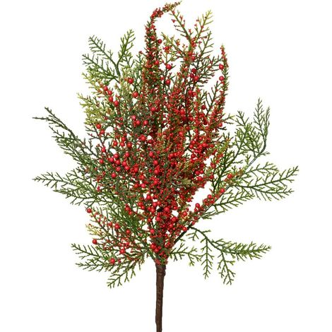 Ramo con bacche rosso lussureggianti H50cm