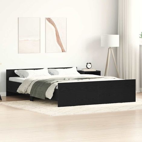 vidaXL Cadre de lit sans matelas en chêne noir 160x200 cm bois d'ingénierie