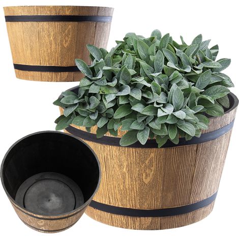 Blumentopf Madera rund, Holzoptik, hellbraun, 23 cm (1/5)