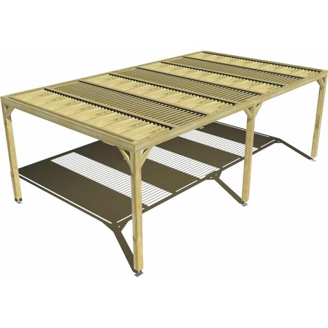 Pergola bois • 7m x 4m • indépendante • sens profondeur • lames orientables bioclimatiques incluses • livraison comprise (1/3)