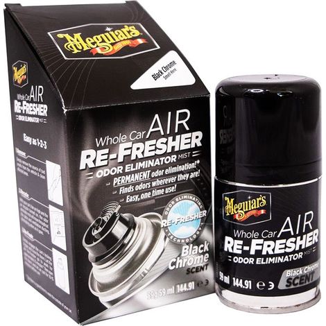 Meguiar's G181302EU Whole Car Air Re-fresher Odor Eliminator Black Chrome Scent, Elimina Odori, 59 ml