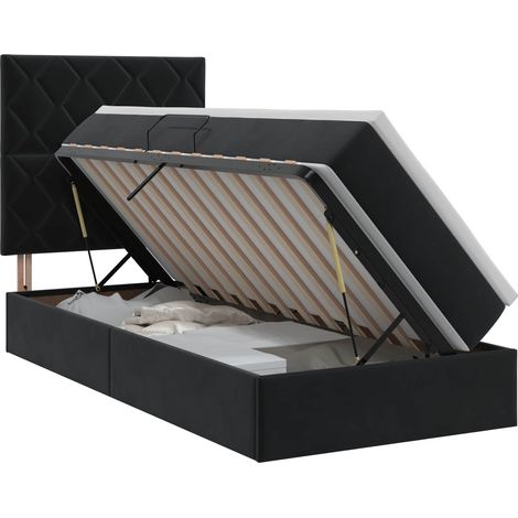 Cama con almacenamiento y colchón Negro 100 x 200 cm Terciopelo vidaXL (1/5)