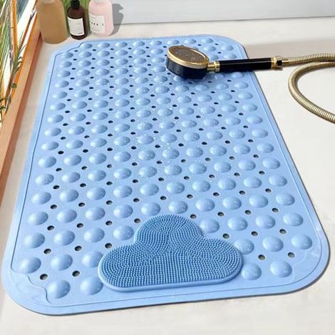 Tappetino antiscivolo per doccia con ventose per un piacevole massaggio, lavabile in lavatrice, resistente a muffa e umidità, per cucina/bagno, 50 x 80 cm, grigio (1/5)