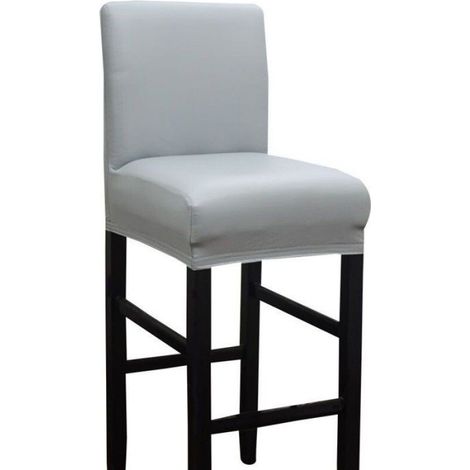 Housse De Chaise - Cuir Synthétique Imperméable - Pour Tabouret De Bar À Pieds Hauts Et Siège À Dossier Bas - Gris - 2 Pièces