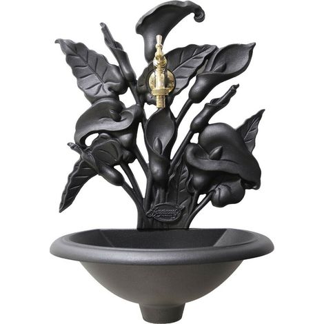Fontaine murale Calla, pour jardin, maison, balcon, avec robinet en laiton, finition au choix : poli