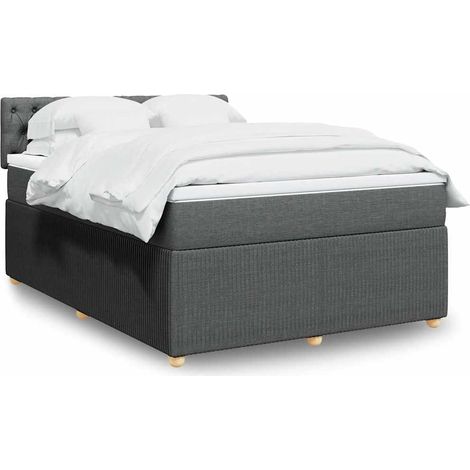 Boxspringbett mit Matratze Dunkelgrau 160x200 cm Stoff