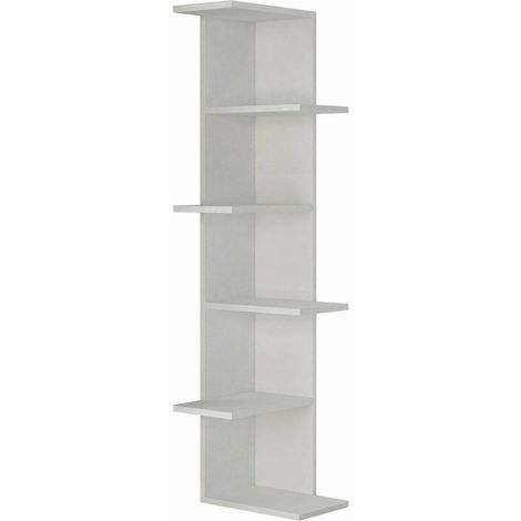 Dmora - Libreria Fafnir, Scaffale da ufficio, Mobile portalibri, Biblioteca, 37x24h141 cm, Bianco, con imballo rinforzato, con imballo rinforzato (1/3)