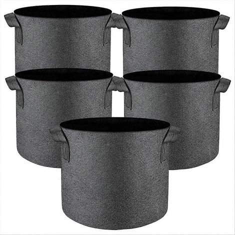 Set mit 5 Mehrzweck-Pflanzsäcken aus Vliesstoff, jeweils 5 Gallonen (ca. 19 Liter). (1/5)
