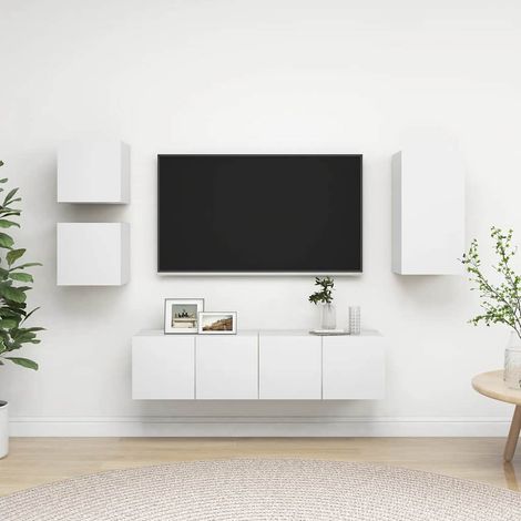 vidaXL Ensemble de meubles TV 5 pcs Blanc Bois d'ingénierie (1/5)