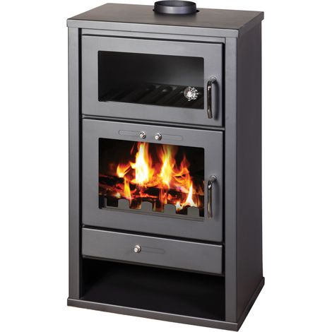 Victoria Kaminofen Triumph F Schwarz mit Backfach und 12,3 kW (1/4)