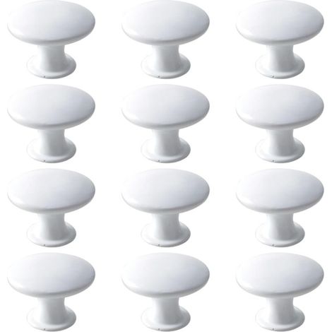 Runde Retro-Schubladengriffe, geeignet für Schubladen, Schränke und Regale (12 Stück, weiß lackiert) (1/5)