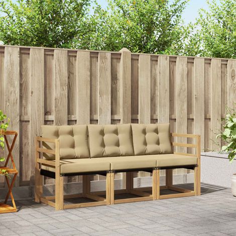 vidaXL Ensemble de canapés d'extérieur 3 pcs Blanc et Beige