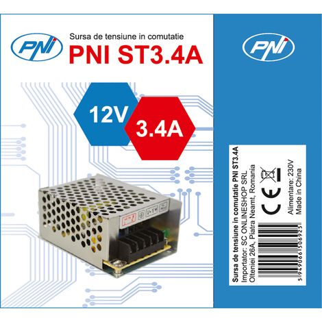 Alimentatore Stabilizzato 12V 3.4A Trasformatore Tensione Commutata PNI-ST3.4A (1/5)