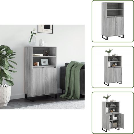 Buffet industriel - vidaXL Buffet haut Sonoma gris 60x36x110 cm Bois d'ingénierie - Rangement moderne (1/5)