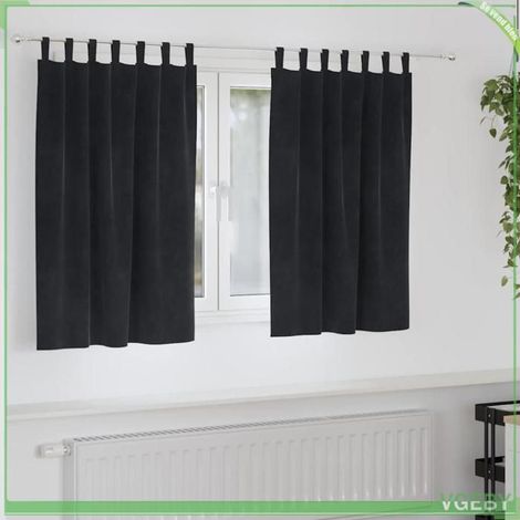 4107173 Rideaux occultants 2 pcs Noir 140 x 140 cm Velours (1/5)
