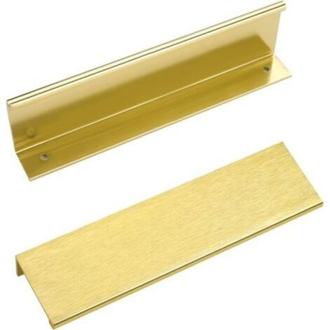 (10 pezzi, oro) Maniglia invisibile lunga per anta di armadio, 150 mm di lunghezza, bordo dorato, senza foratura