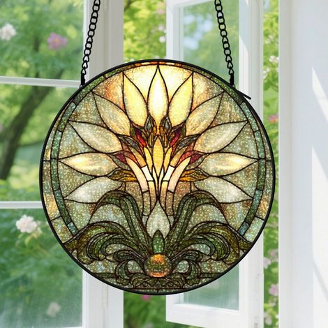 12.5cm Suspension en Vitrail Artistique, Attrape-Soleil Coloré pour Porte, Décoration Intérieure Unique, Cadeau Maman, Nana, Sœur, Amie (1/5)
