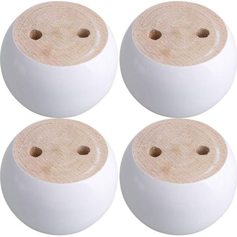 Jeu de 4 pieds de meuble ronds en eucalyptus blanc 8 x 8 x 5 cm Pouvant supporter un poids d'environ 100 kg
