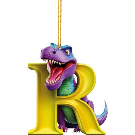 Ornement De Noël Dinosaure - Pendentif Acrylique En Forme De Lettre - Décoration Pour Arbre De Noël Intérieur - Lot De 1 (1/5)