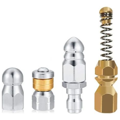 4 Pack Stainless Steel Rotating Sewer Nozzle for 1/4" Pressure Washer Hose (1/5)