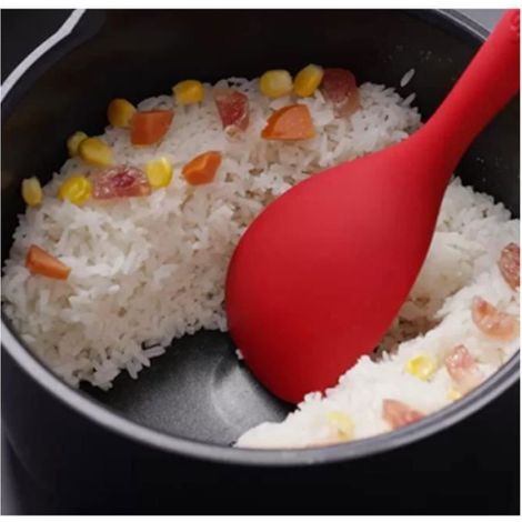 Cuillère de cuisine - Cuisine - Lot de 2 - Silicone de qualité alimentaire - Anti-adhésives - Rouge/Noir (1/4)