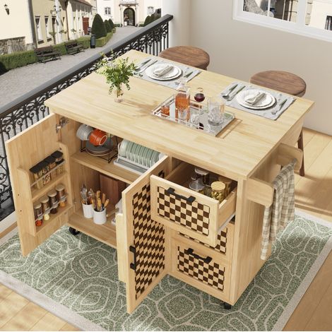 Schrank Aufbewahrung Kücheninsel klappbar 120 cm MDF OKMYHOME (1/5)