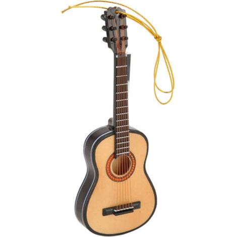 Modèle de guitare décoratif réaliste, ornement de guitare Miniature en bois pour arbre de nol, salon d'étude (1/5)