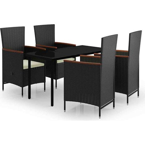 Maison Exclusive - Set da Pranzo da Giardino 5 pz con Cuscini Nero (1/5)