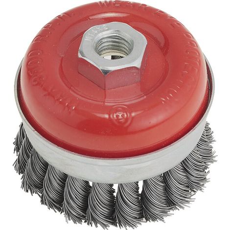 Brosse coupelle en fil metallique torsade 65 mm m14 pour meuleuse