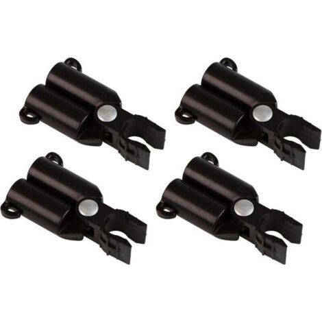 Stake Connectors for V-shaped Gantry, XU, Hinge for Trellis, Support for Plant Stakes, Bar Connector Clips, Ø16mm, 4 pieces, Black - (1/4)