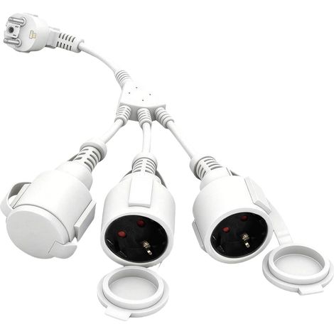 Multiprise d'extérieur IP44, étanche aux éclaboussures, puissance de 3500 W, répartiteur d'alimentation compact pour jardin, balcon, terrasse, cuisine, camping-car, pompe de piscine, machine à laver (1/5)