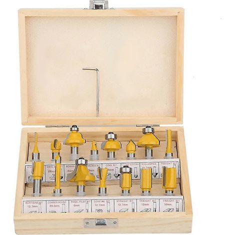 15-teiliges Set Hartmetall-Fräser für die Holzbearbeitung mit Aufbewahrungsbox, 8-mm-Schaft