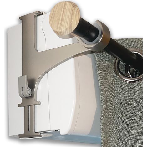 Kit de 2 supports sans perçage rideaux pour coffre de volet - Spécial Caisson de volets roulants - Ajustable 14 à 24 cm - Nickel givré