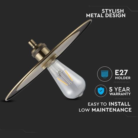 Lámpara de araña LED V-TAC con disco metálico y portalámparas E27 (máx. 60 W), color oro rosa (1/5)