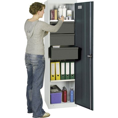 Stumpf armario para herramientas y materiales Serie 3000 gris claro / gris antracita + 3 cajones 200 mm + 3 estantes extraíbles - 3005471
