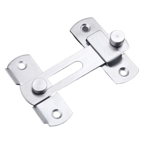 Verrou de sécurité pour porte coulissante de grange, loquet à bascule à 180 degrés en acier inoxydable, verrou d'angle droit en fer noir, 1 pièce argentée (1/5)